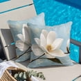 thumbnail image 6 of White Floral Throw Pillow Cover Magnolia Leaf Plant Cotton Linen Cushion Cover Throw Pillow Case with Invisible Zipper for Couch Sofa Bed Chair Car 26x26 Inch, 6 of 14