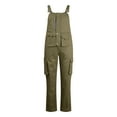 thumbnail image 7 of Jumpsuit Trendy Wide Leg Men Bib Overalls Skin-Friendly Bib Overalls Cargo One-Piece Adjustable Suspender Straps Work Wear Army Green 2XL, 7 of 7