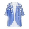 thumbnail image 4 of Hvyesh 3/4 Sleeve Cardigan for Women Plus Size Open Front Cardigans Trendy Floral Print Chiffon Cover Up Tops, 4 of 5