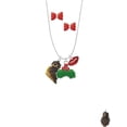 thumbnail image 2 of Delight Jewelry Resin Sitting Owl Christmas Kiss Charm Necklace and Stud Earrings, 2 of 4