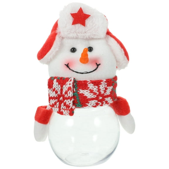 HOOWIFFY Multi-Color Plastic Snowman Candy Jar for Christmas Holiday Decoration and Festive Candy Storage