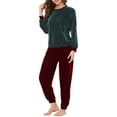 thumbnail image 4 of Unique Bargains Women's Velvet Long Sleeve Warm Top and Pants Pajamas Sleepwear Sets, 4 of 5
