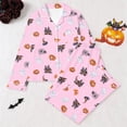 thumbnail image 2 of Likimi Child Toddler Girls Halloween Pajamas Set Long Sleeve Hallowmas Cartoon Print Lapel Button Down Pjs Tops With Pants For Party Soft Casual Sleepwear, 2 of 2