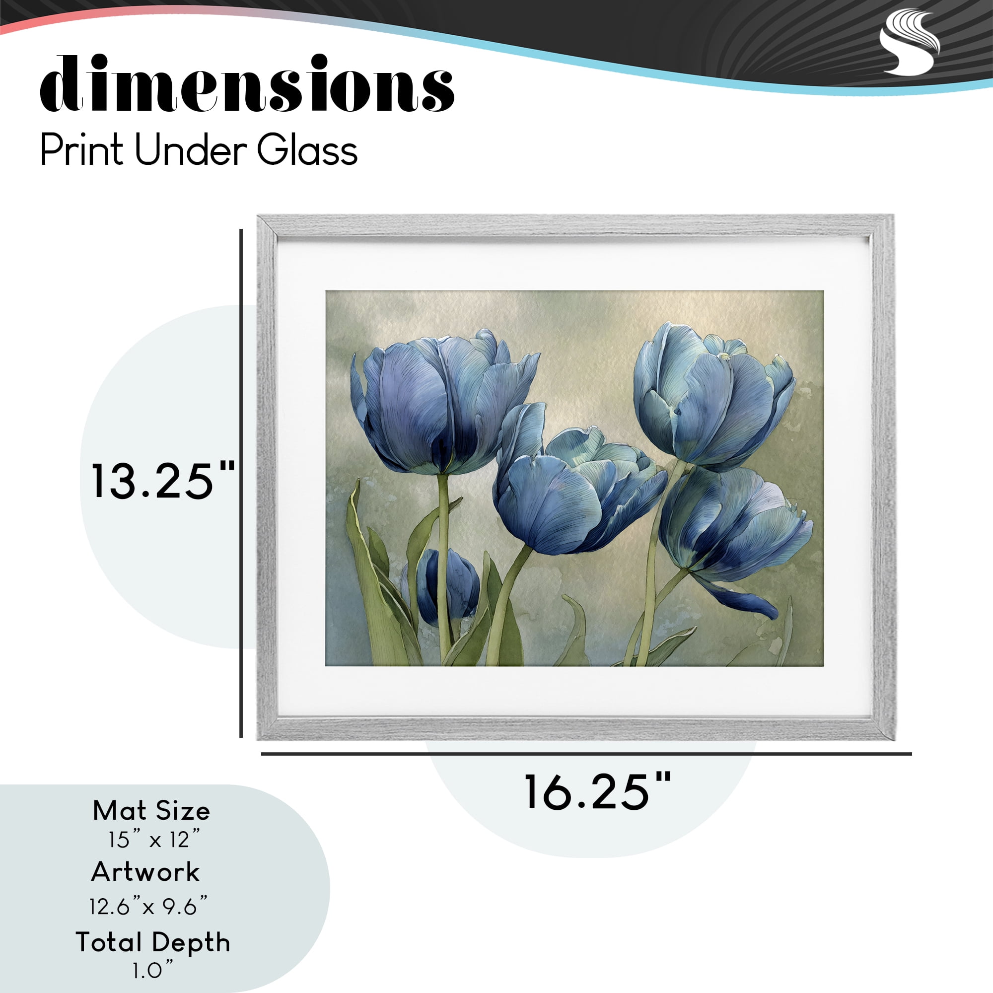 Stupell Industries Drawn Blue Tulip Flowers Gray Framed Print Under Glass, design by Franklyn Gregory