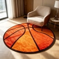 thumbnail image 4 of Basketball Shaped Round Area Rug,31.5in Soft Fluffy Sports Theme Floor Mat,Non Slip Circular Carpet for Bedroom Living Room Entryway Home Indoor Sports Style Decor, 4 of 6