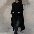 thumbnail image 2 of HAPIMO Women's Tops Dressy Tunic Long Sleeve Hoodies Sweatshirts Outfits Casual Irregular Hem Fashion Loose Plus Size Shirts with Pockets Crew Neck Pullovers Drawstring Black L, 2 of 5