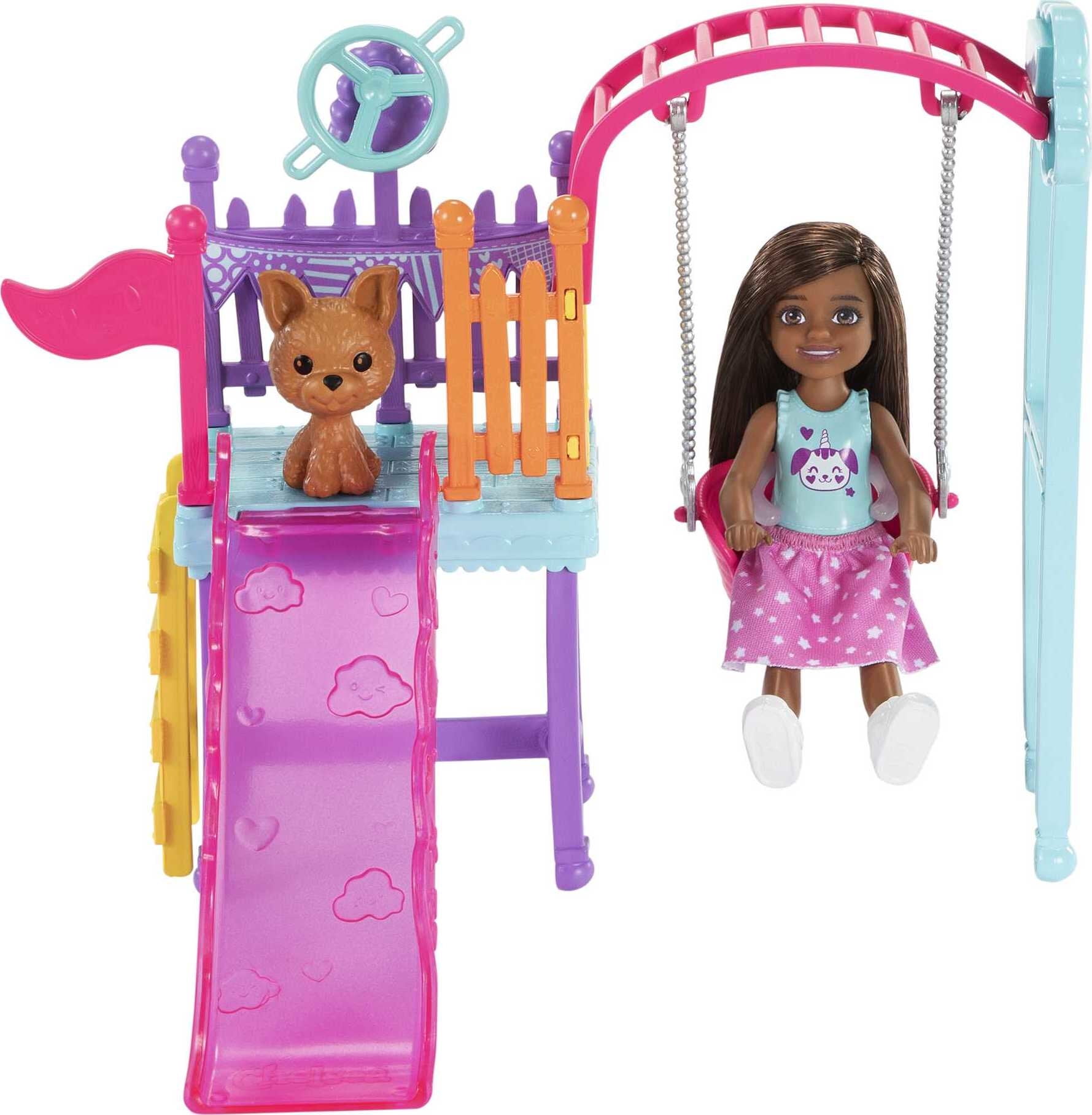 Barbie Club Chelsea Swingset Playset Chelsea Doll with Swing Set Play House  Doll Set Toy Girl Brinquedos Gift FTF93