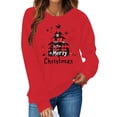 thumbnail image 2 of Christmas Graphic Sweatshirts for Women Letter Xmas Tree Printed Pullover Tops Long Sleeve Crewneck Tshirts Holiday Party Fall Winter Going Out No Hood Sweaters, 2 of 4