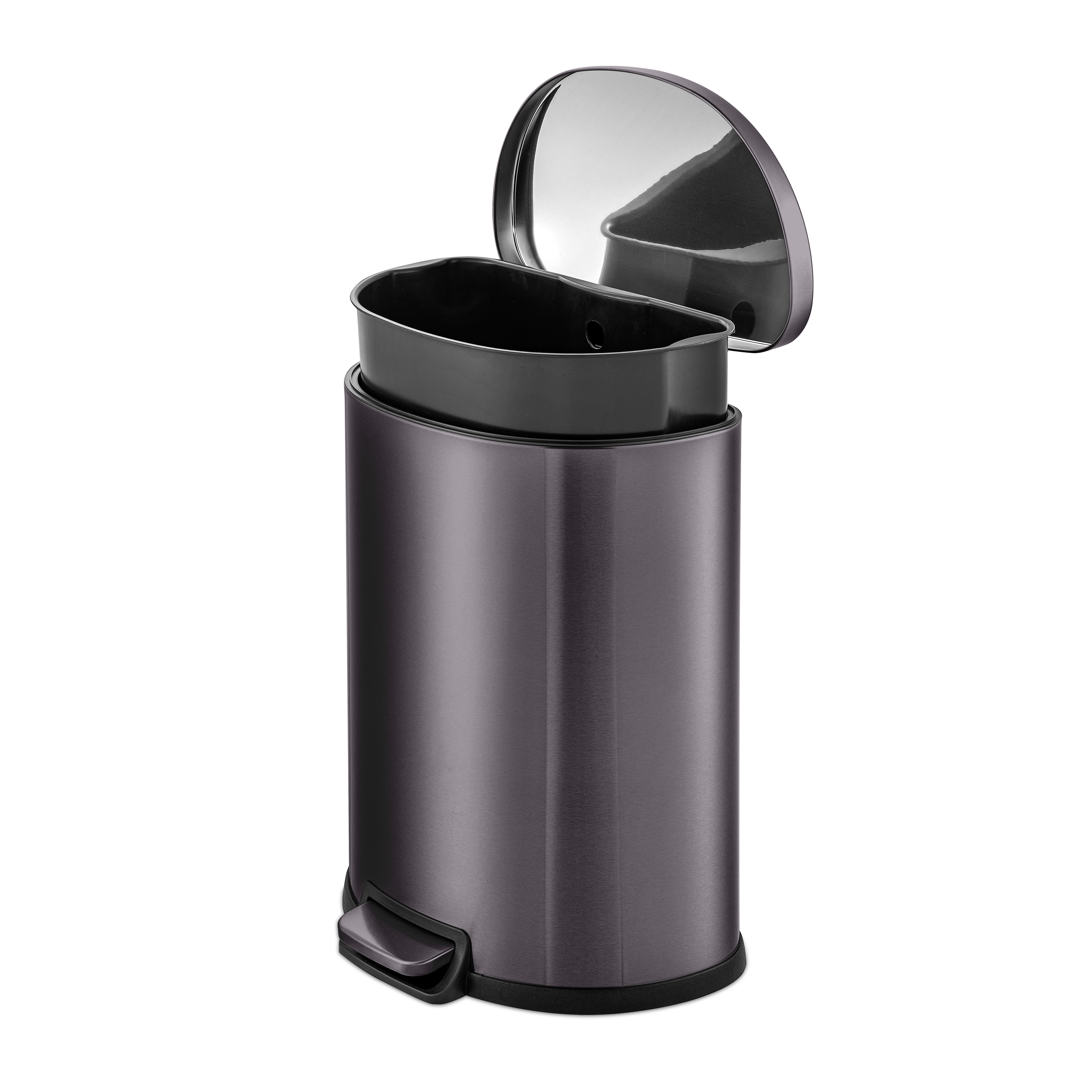 QualiaZero 13.2 Gallon Stainless Steel Step Trash Can, Black photo 1