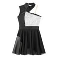 thumbnail image 7 of Doomiva Kids Girls Mock Neck Cutout Back Lyrical Modern Ballet Dance Dress Gymnastics Leotard Wrap Skirt Dancewear Silver 8, 7 of 7
