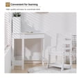thumbnail image 5 of Kids Study Desk and Chair Set, White Corner Table with Adjustable Chair, Hutch, Cork Bulletic Board, Pen Holders, Small Art Table Homework Table Set for Children for Home School, 5 of 9