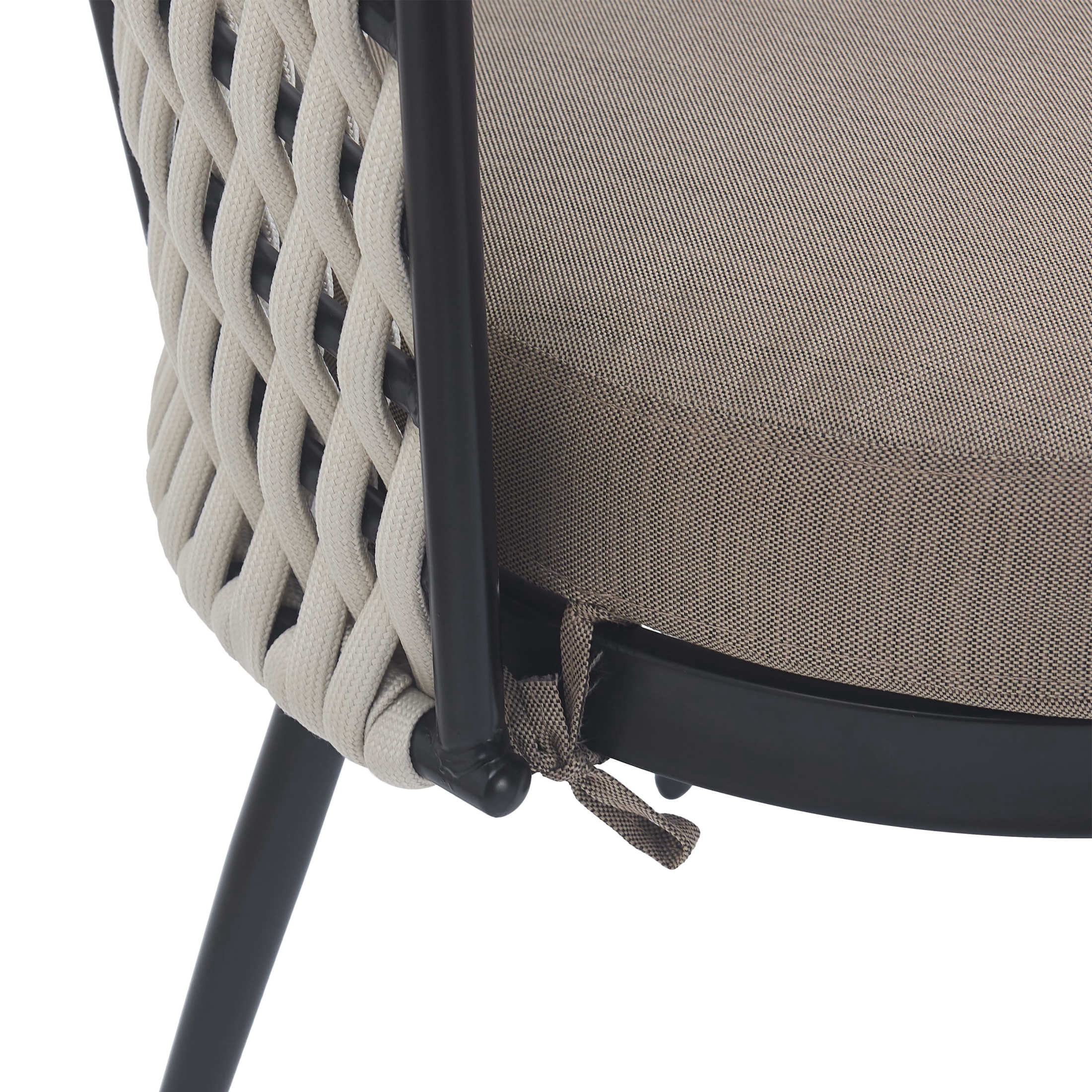 Christopher Knight Home Outdoor Patio Dining Chairs with Metal Frame, Rope Back and Khaki Cushions, Set of 4