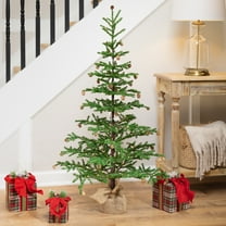 Northlight Pre-lit Christmas Tree with Pinecones and Burlap Base - 4' - Clear Lights