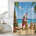 thumbnail image 6 of Coastal Christmas Shower Curtain, Waterproof Shower Curtains for Bathroom, Santa Claus Sandy Snowman Xmas Tree Washable Fabric Bathtub Curtain Set Bath Decor with 12 Hooks Standard 72"x72", 6 of 6