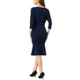 thumbnail image 3 of INSPIRE CHIC Women's Dress Boat Neck Half Sleeve Pleated Work Elegant Midi Dress L Dark Blue, 3 of 5