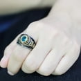thumbnail image 3 of Air Force Ring Class Ring for Men and Women Unisex Stainless Steel Military in Black and Gold with Blue Aquamarine Stone Rock, 3 of 10
