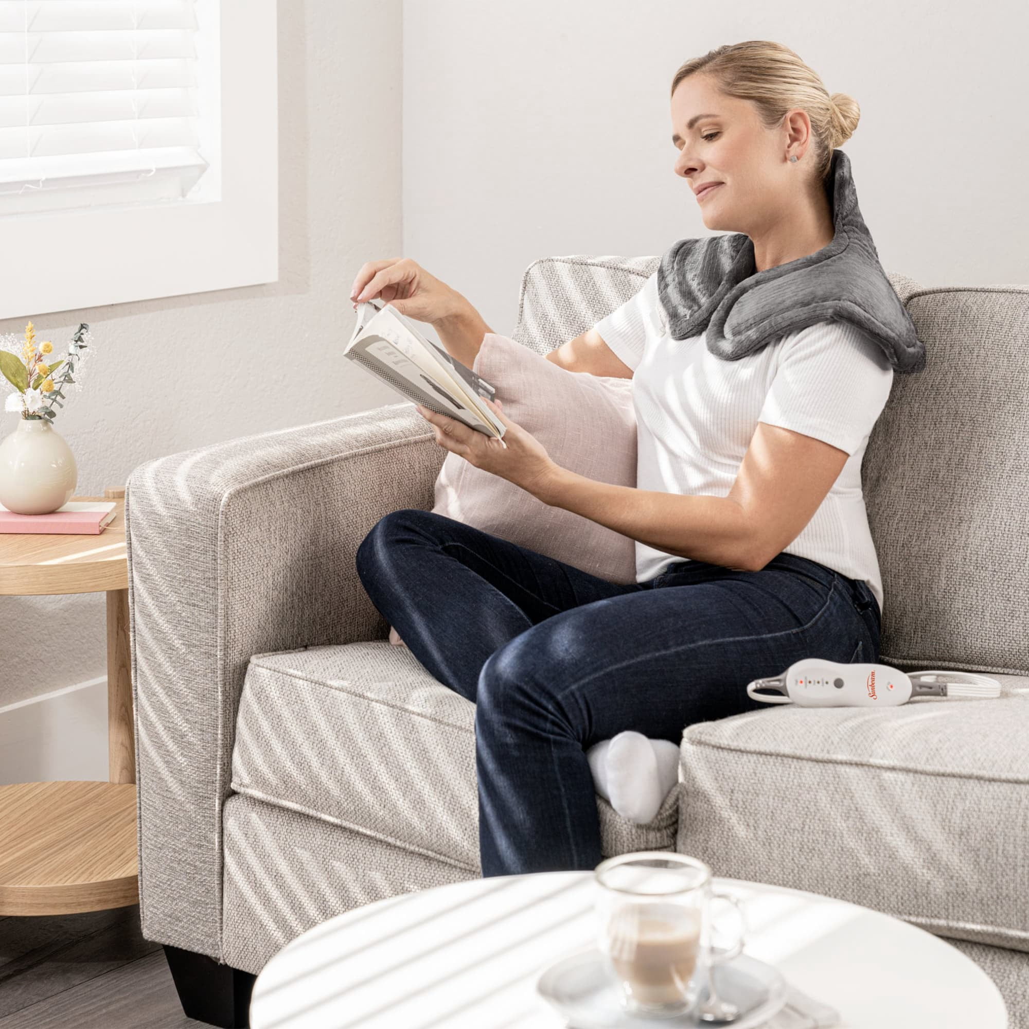 Sunbeam Renue Heat Wrap with 4 Heat Settings and Push Button Controller, Grey, 22" x 14"