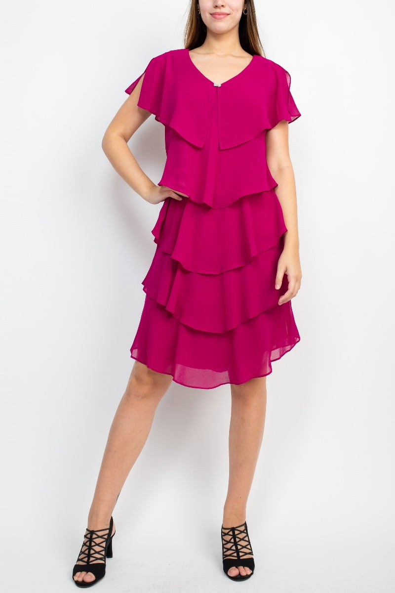 Ignite Evenings V-Neck Cape Sleeve Solid Tiered Jamaica | Ubuy Ignite Evenings V-Neck Cape Sleeve Solid Tiered Jamaica | Ubuy