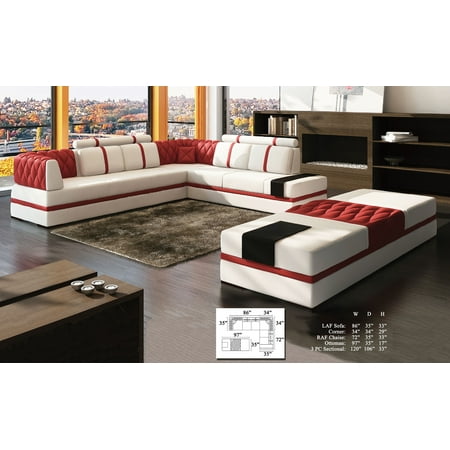 Modern Living Room Furniture - Causal Contemporary Modern Living Room Furniture Sectional Sofa Chaise Corner White And Red Cushion Couch Pillows Sectional