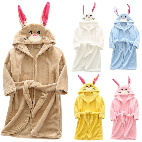 Bixock Unisex Toddler Robe for Girls Boys Hooded Robe Kids Fleece Bathrobe Children Loungewear Long Sleeve Flannel Print Western Style Indoor Outfit for Multiple Ages Fall Winter Sleepwear