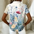 thumbnail image 5 of Hawaiian Shirts Women Hawaii Tshirt Cool Floral Tropic Print Graphic Tees Tops Button Up Summer Vacation Shirt Light Blue 2XL, 5 of 5