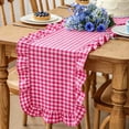 thumbnail image 1 of Long Fabric Table Runner with Ruffled Edge for Coffee, Dining, TV Cabinet Decor, Multiple Colors, 35x10cm, 1 of 8