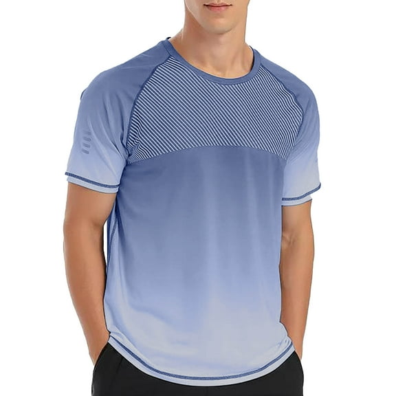 M-5X Plus Size T Shirts for Men Quick-Drying Short Sleeve Crewneck Tees Tops Moisture-Wicking Pullover Gradient Printed Athletic Workout T-Shirts