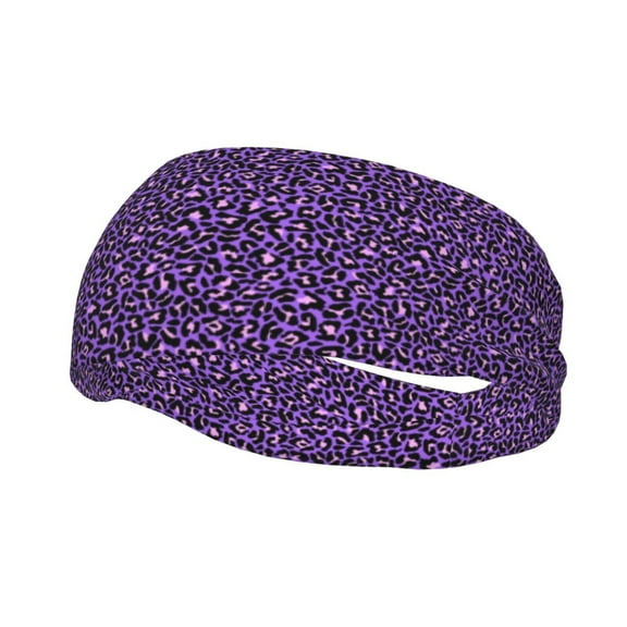 Picia Purple Leopard Print Mens Running Headband,Mens Sweatband Sports Headband for Running,Cycling,Basketball,Yoga,Fitness Workout