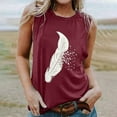 thumbnail image 2 of USSUMA Womens Plus Savings Tops and T-Shirts - Graphic Tank Top for Women Plus Size Tops Feather Print Shirts Basic Summer T-shirt Sleeveless Loose Comfy Tank Tops 2022 Beach, 2 of 6