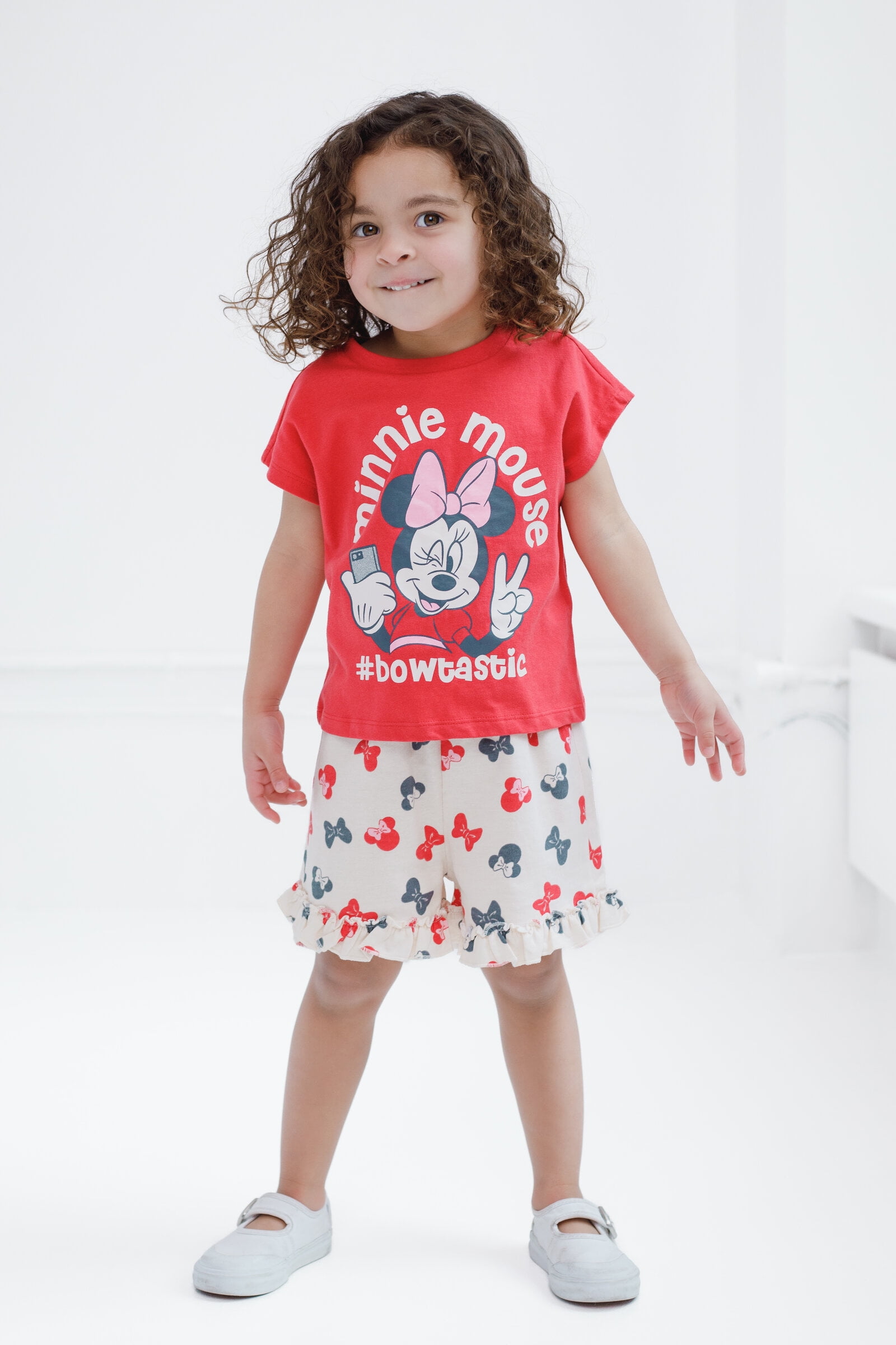 Disney Minnie Mouse Big Girls' 2-Piece T-Shirt and Shorts Set Minnie Dark Pink