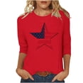 thumbnail image 2 of Lorytime Forth of July Outfits Women Red White and Blue Tops Patriotic Graphic Clothes 3/4 Sleeve Festival Wear Red S, 2 of 5