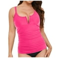 thumbnail image 5 of TOWED22 Women's Tankini Top Only Feminine Smocked Waist Tankini Top Tummy Control Swimwear Bathing Suit Swimwear Top No Bottom（Hot Pink,S）, 5 of 8