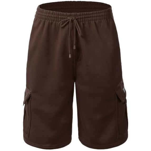 Ma Croix Men's Casual Loose Fit Fleece Cargo Sweat Shorts with Elastic Deawstring