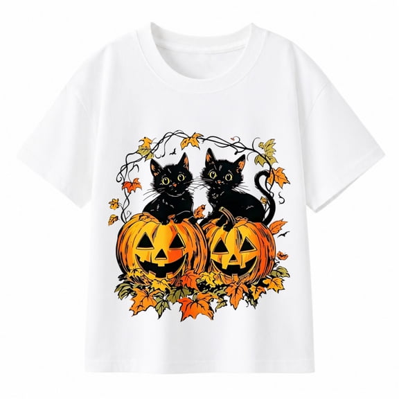 Toddler Boys Girls Halloween Shirt Pumpkin T-Shirt Kids Halloween Cotton Short Sleeve Cute Graphic Tee Top