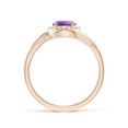 thumbnail image 2 of ANGARA Natural Amethyst Bypass Engagement Ring with Diamond Halo in 14K Rose Gold for Women (Size-6mm) | February Birthstone, Birthday, Anniversary, Jewelry Gift for Women | Natural Amethyst Ring, 2 of 8