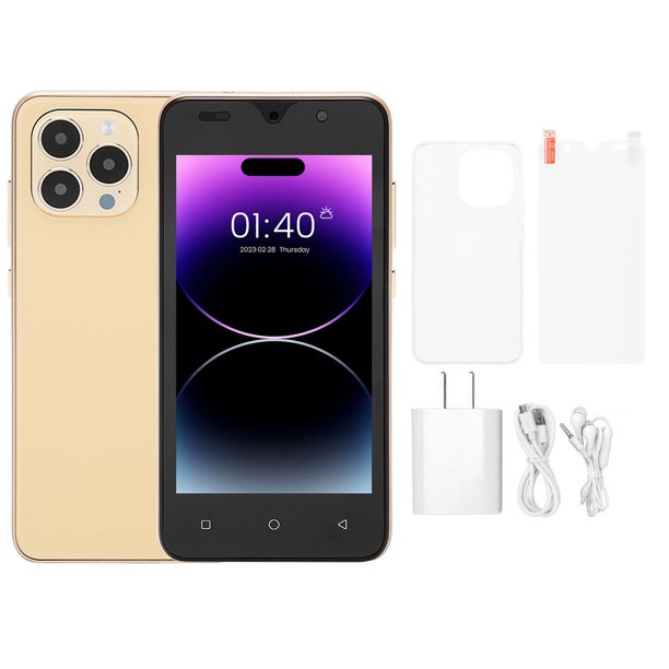 Teléfono móvil con pantalla de 5 pulgadas, teléfono móvil con desbloqueo facial, 2 GB de RAM, 16 GB de ROM, MTK6572, teléfono inteligente ultradelgado de 2 MP y 5 MP para trabajo de estudio, 100-240 V