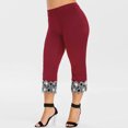 thumbnail image 5 of QLEICOM Womens Yoga Pants Capri Leggings Fashion Casual Elastic Waist Plus Size High Waisted Applique Pant Workout Leggings Athletic Pants Tummy Control Leggings Red XXL, 5 of 7