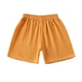 thumbnail image 2 of Toddler Boys Girls Cotton Linen Shorts Kids Summer Loose Solid Elastic Waist Shorts Yellow 5-6Y, 2 of 3