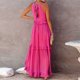 thumbnail image 5 of 2025 Vestido largo sin mangas para mujer, vestido de playa informal con volantes fluidos, vestido de poliéster de cintura alta, tallas S-XXL, 5 of 8