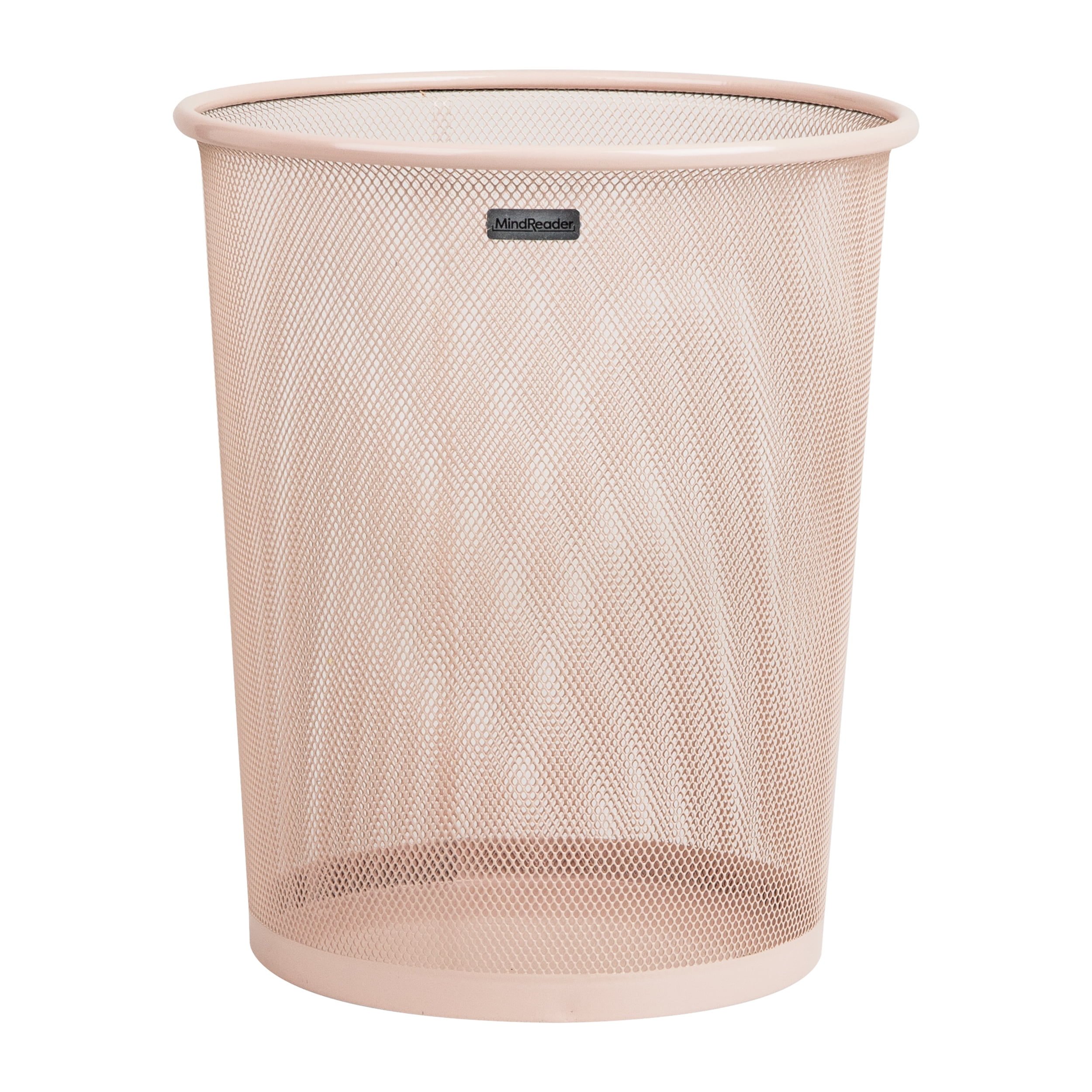 Mind Reader Mesh Trash Can, 16.65L (4.4 gal), Waste Paper Basket, Round, Office, Metal, Pink