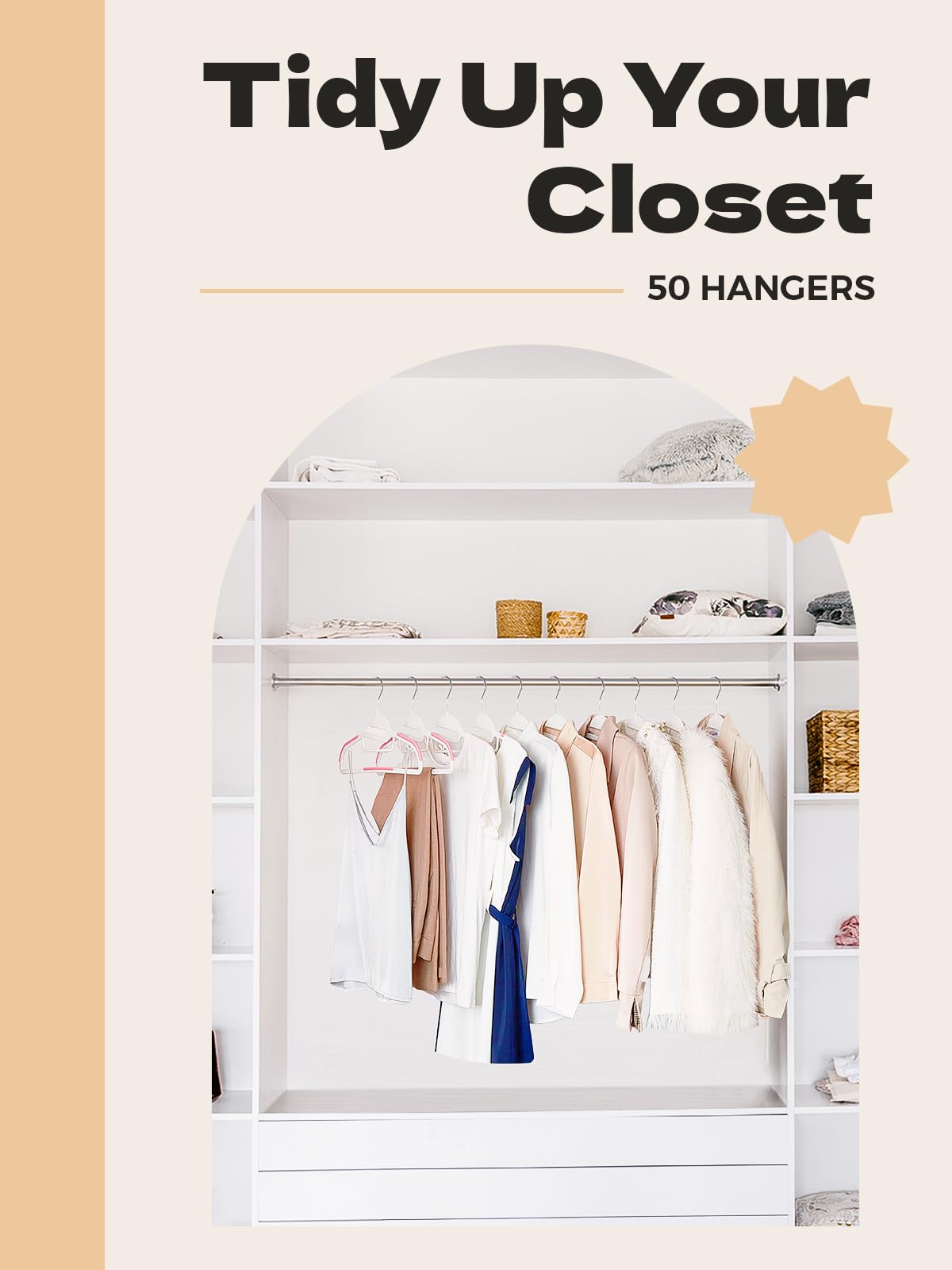 House Day Plastic Hangers 50 Pack, Slim Clothes Hangers Space Saving, Non Slip Hangers with Rubber Pads, Sturdy Coat Hangers for Shirt, Suit, Pant, Skirt