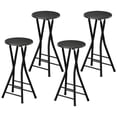 thumbnail image 1 of Set of 4 Foldable Barstools, Counter Height Stools with Dual Footrests and Steel Legs, Black MDF and Metal Stools for Kitchen Island, Dining Area, and Small Spaces, 24" H, 1 of 7