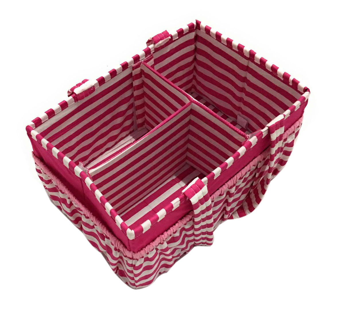 Bacati - Mix N Match Pin Stripes Nursery Storage Caddy, Fuchsia