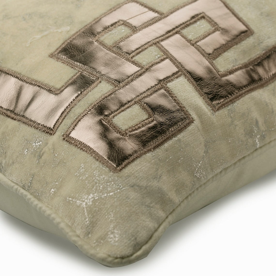 Couch Lumbar Pillow&nbsp;Cases Ivory 12x22 inch (30x 55 cm) Zippered Oblong Pillow Covers, Velvet Greek & Applique & Foil, Geometric Pattern, Modern Style - Greek Zeus
