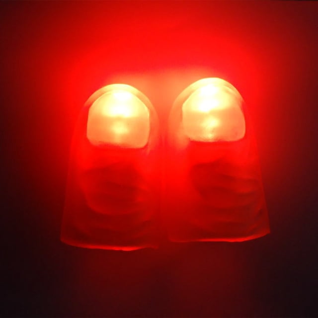 Lámpara de dedo LED, dedos de truco mágico, 10 piezas de dedos iluminados intermitentes, puntas de pulgar de dedo de truco mágico que aparecen dedos falsos Luz de broma