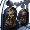 thumbnail image 3 of Pofeuu Gold Pattern Black Skull Print 2 Pack PU Leather Kick Mat Back Seat Protector, Universal Car Seat Back Organizer, Waterproof Backseat Protector For Most Car, 3 of 8