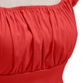 thumbnail image 4 of VEKDONE Womens Tops Rockabilly 1950s Pinup Peasant Top Square Neck Puff Short Sleeve Blouse Solid Color Vintage Slim Fitted Tees Shirts Red L, 4 of 6