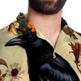 thumbnail image 5 of Crow Men's Short Sleeve Hawaiian Shirt, Casual Printed Button Down Beach Tops, Summer Poplin Spread Collar Unisex Button Down Shirts, 5 of 6