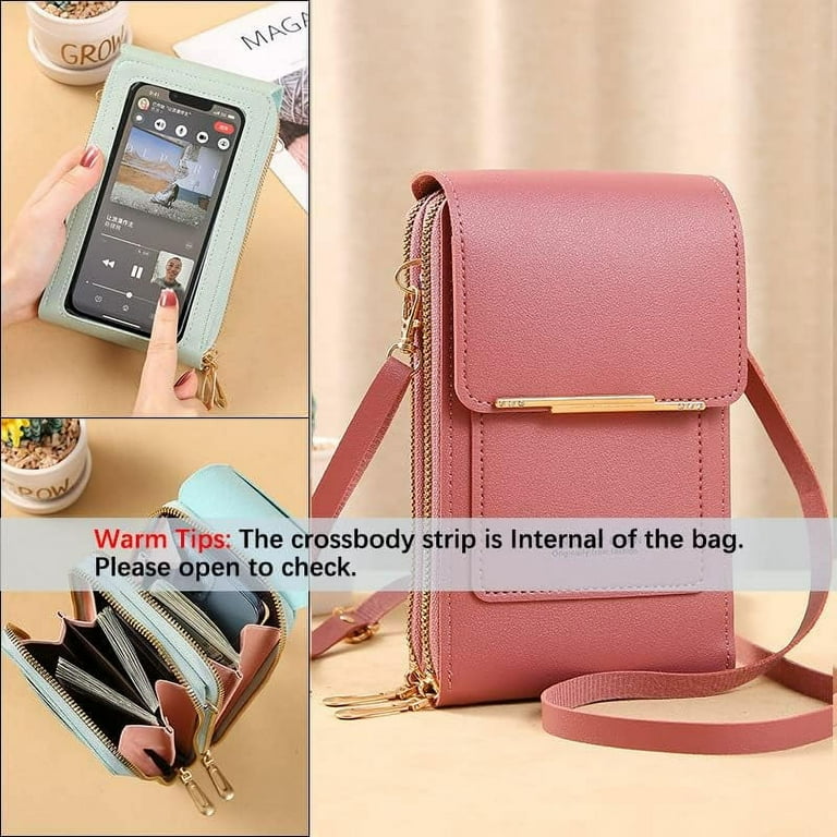 Anti Theft Leather Bag Small Crossbody Cell Phone Purse Wallet for Women RFID Block Phone Purse Crossbody with Shoulder Strap Walmart