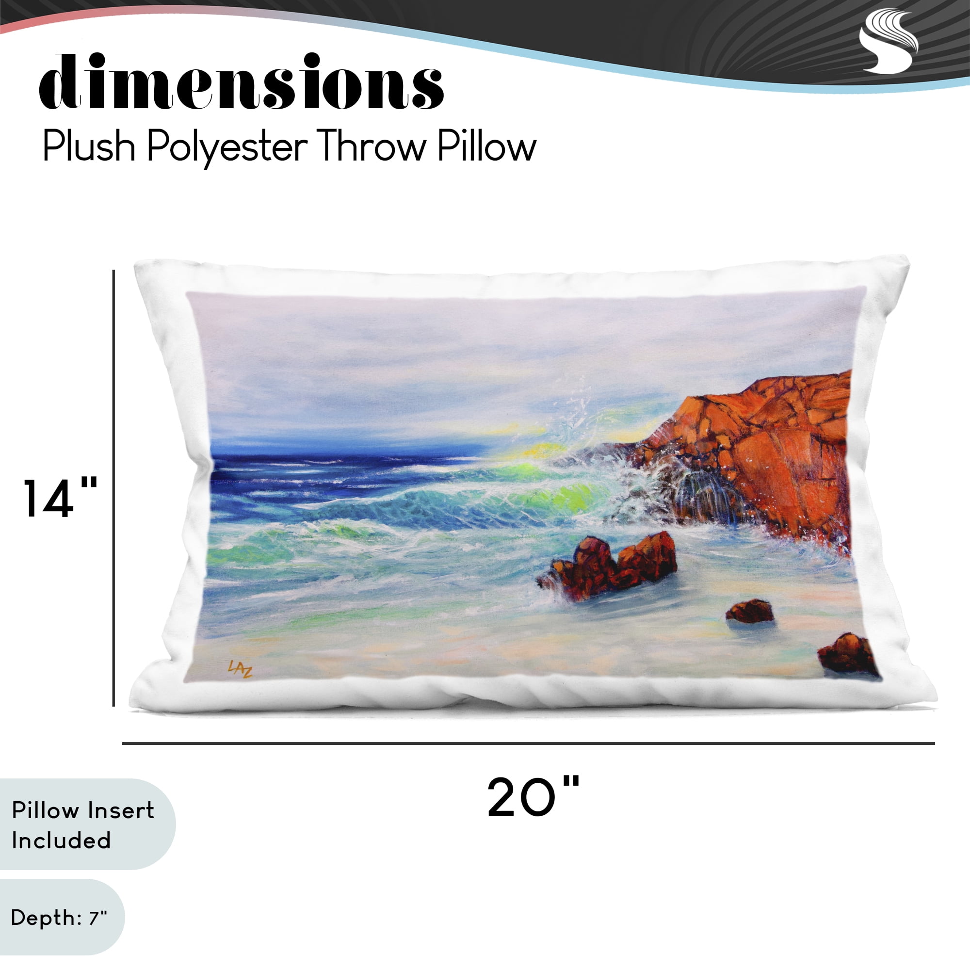 Stupell Industries Deep Blue Rocky Beach Decorative Printed Throw Pillow, design by Lee Ann Zirbes, 14 x 7 x 20
